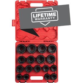 SUNEX TOOLS 4683, 3/4 Inch Drive Heavy Duty Impact Socket Set, 17-Piece, SAE, 1"-2", Cr-Mo Alloy Steel, Radius Corner Design, Dual Size Markings, Heavy Duty Storage Case