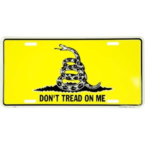 Gadsden Don't Tread On Me Yellow 12" x 6" License Plate, Made in USA