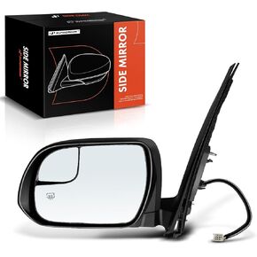 A-Premium Driver Side Power Door Mirror - Compatible with Toyota Sienna 2015-2020 - Heated Manual Folding Black Outside Rear View Mirror with Blind Spot Glass