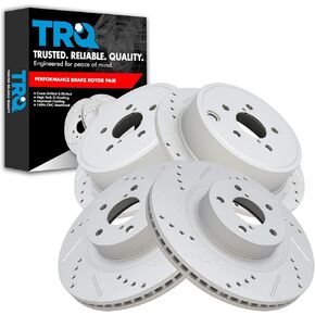 TRQ Front and Rear Performance Brake Rotors Set Premium G-Coated Cross Drilled & Slotted Compatible with 2013-2015 Subaru BRZ 2009-2013 Forester 2008-2014 Impreza 2010-2014 Legacy Outback