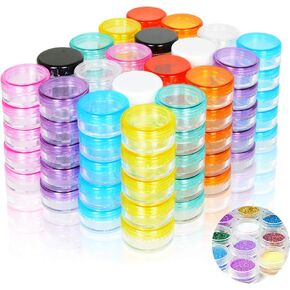 100Pcs 5G Sample Container, Empty Round Cosmetic Containers with Lid Plastic Container Pot Jars for Creams Nail Polish Lip Balm Lip Gloss Make-up Storage (10Color) (5G-100PCS)