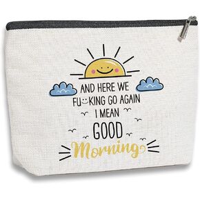 Funny Makeup Bag for Women Friends Birthday Christmas Gift - Sarcastic Gag Gifts For Women Mother Friend - Travel Toiletry Makeup Organizer Zipper Pouch - I Mean Good Morning