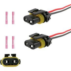 2Pack Headlights Fog Lights Female Adapter Wiring Harness Sockets Wire Connector Compatible with 9005 9006 HB3 HB4