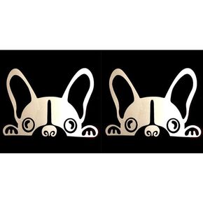 2pcs Boston Terrier Peeking Dog/Pet Sticker Decal Vinyl Car Window Wall Sticker Laptop Decal Cute Funny Peep Animal Decorative Stickers (Black)