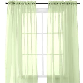 Elegant Comfort 2-Piece Sheer Panel with 2inch Rod Pocket - Window Curtains 40-inch Width X 84-inch Length, Sage