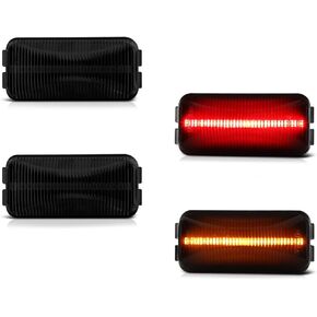 VIPMOTOZ 4PC LED Rear Trunk Bed Smoked Side Marker Lights Compatible With 1984-1996 Ford F250 F350 Dually Pickup Chrome Housing Smoked Tinted Lens 4 Piece Set