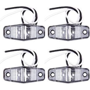 cciyu 2.5" 4pcs Clear Lens RED Led 2 LED Truck Trailer Light Side Fender Marker Lights Assembly Sealed Surface Mounted oval led side fender lights Trailer Truck