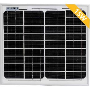 15 Watt 18 Volt Small Solar Panel, 15W 12V Mono High Efficiency Solar Module for Battery Charging, Security Camera, Automatic Gate, Chicken Coop, Boat, Off-Grid Applications (15W)
