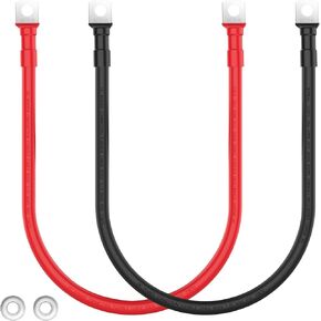 LEESKY 1/0 AWG Battery Cables 1/0 Gauge 6 Feet Pure Copper Battery Inverter Cables 3/8 Inch Terminals for Golf Cart, Battery, Power Inverter, Solar, Car, RV, Marine