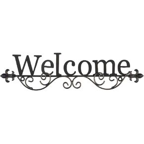 Jemeni Metal Welcome Sign Wall Decor for Front Porch Door, 15" W