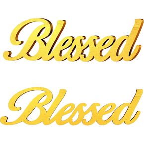 Bnesi Blessed Sign Decor Blessed Letter Table Sign Farmhouse Decor Blessed Table Standing Art for Wedding Graduation Party Thanksgiving Day or First Communion Christening (Gold)