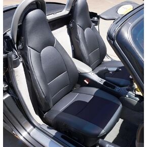 Iggee Black Artificial Leather Custom Made Original fit Front seat Covers Designed for Porsche Boxster 1997-2004