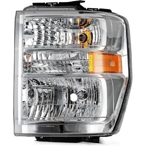 ECCPP Headlight Assembly For Ford E-150 E-250 2008-2014,For Ford E-350 Super Duty E-450 Super Duty F650 F750 2008-2019 2021 Driver Side (Chrome Housing Clear Lens)