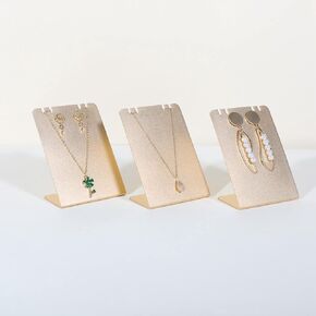 GemeShou 3pcs Metal earring and necklace display stands for selling, Gold jewelry necklace storage organizer, stud earring holder for show【Gold Metal Earring and Necklace holder-3pcs 】