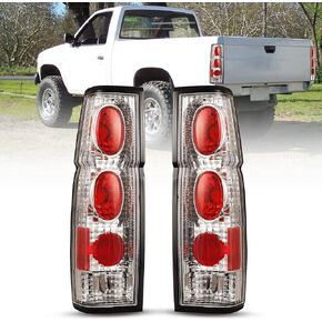 ROXX Tail Light Assembly Compatible with 1986 1987 1988 1989 1990 1991 1992 1993 1994 1995 1996 1997 Nissan Pickup D21 Driver and Passenger Side (Black Housing, Clear Lens)