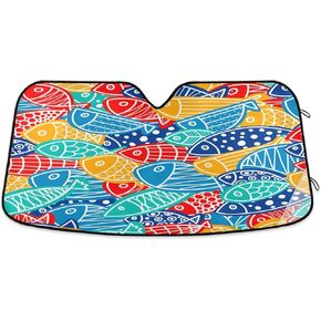 Forest Animals Flower Car Windshield Sun Shade Box Squirrels Mushroom Foldable UV Ray Sun Visor Protector Sunshade to Keep Your Vehicle Cool (55" x 27.6")