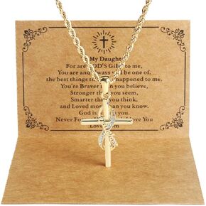 DS Religious Gifts for her Faith Cross Necklace for Women exquisite 18K Gold Inspirational Christian Bible Verse prayer birthday Jewelry stainless steel Necklaces To Sister Mom Daughter