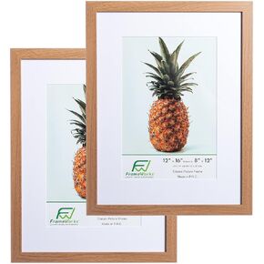 FrameWorks 12x16 mat to 8x12 Classic Wooden Picture Frames With Tempered Glass | Dark Oak | 2-Pack