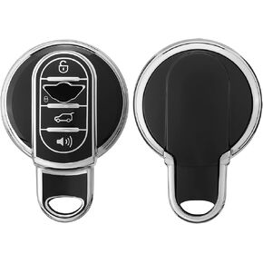 kwmobile Key Cover Compatible with Mini 3 Button Car Key Smart Key - Car Key Fob Case Protector - White/Gold