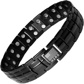 iHeartDogs Hero Company Titanium Magnetic Bracelet - Sherman Tank Track Magnetic Therapy Bracelet with Link Removal Tool