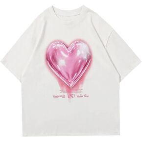 Vamtac Oversized Graphic Tees Vintage Love Balloon Printed Casual Streetwear Tops Summer Cotton T Shirts Y2k Unisex