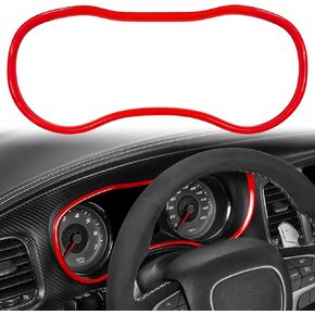 Dash Board Trim Dashboard Meter Panel Frame Cover ABS Interior Decoration Accessories fit for Dodge Charger 2015-2024 (Red)