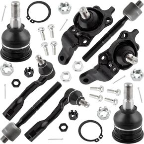 ES80382 ES80381 EV800444 K80521 K80522 K90255 Front Inner & Outer Tie Rod Ends Upper & Lower Ball Joints for Toyota Sequoia 2003-2007 Tundra 2003-2006, Pack of 8
