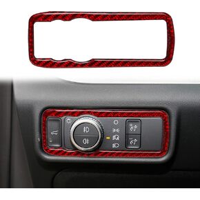 Carbon Fiber Headlight Switch Frame Panel Cover Trim Compatible with Ford Explorer 2020 2021 2022 2023 2024 Interior Accessories Red