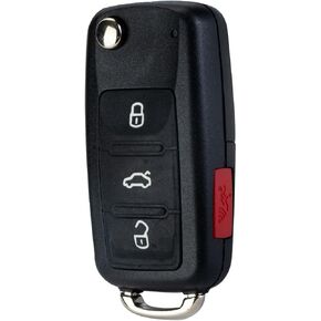 4 BTN Keyless Entry Remote Control Car Uncut Blade Flip Key Fob Replacement for 2011-2016 VW Jetta Passat Beetle 5K0-837-202-R / 5K0-837-202-F / 5K0-837-202-A / 5K0-837-202-AE (2)