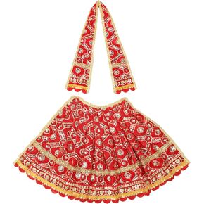 Aditri Creation Decorative Laxmi Durga Devi MATA Dress poshak vastra Cloth lehanga Chunari Puja Item for Idol Statues for Indian Traditional Cultural Festival Decoration Home Decor(Size :- 11")(Red)