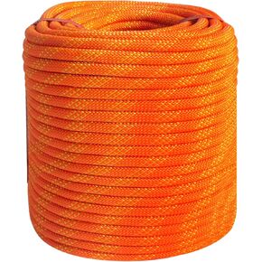 3/8 inch Braid Polyester Rope,Arborist Rigging Rope 164 ft,3520lbs Breaking Strength Strong Pulling Rope for Climbing,Camping,Sailing,Swings, etc. (Orange)