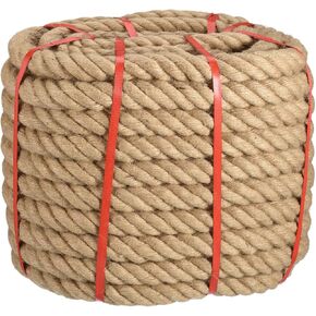 uxcell Natural Jute Rope, 1/2 in x 100 Ft Thick Twisted Manila Rope Multipurpose for Tug of War, Hammock, Climbing, Boating, Hanging