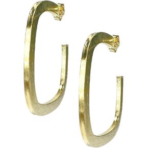 Elisa Flat Square Hoop Womens Earrings in 18k Champagne Plated. 18k Gold and 18k Rose Gold Metal Plated