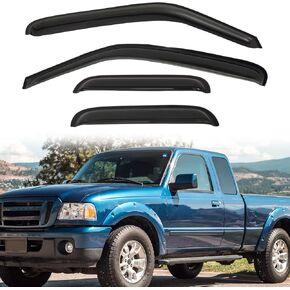 4pcs Smoke 2pc Out 2pc in Channel Rain Guard Compatible with Compatible with 1999-2011 Ranger 1999-2010 B2300/B2500/B3000/B4000 Super/Extended Cab with Half Size Rear Doors Vent Window Visors