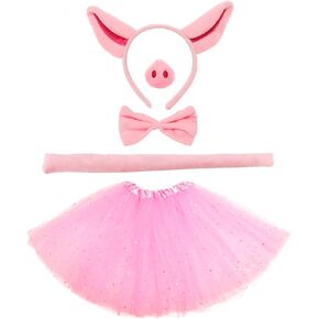 4 Pcs Lion Costume Set Lion Ears Headband Nose Tail Tutu for Women Men Halloween Costume Accessories Cosplay Party