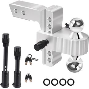 Adjustable Trailer Hitch, BDDFOTO Fits 2-Inch Receiver Aluminum Alloy Towing Hitch Drop Hitch with 6-Inch Drop/Rise Heavy Duty for Truck (12,500 LBS GTW) SL