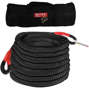 Mytee Products 1-1/2"x30' Kinetic Recovery Rope w/Strap & Tote Bag - 74,000 LBS Red & Black - Heavy Duty Kinetic Energy Tow Rope - Offroad Snatch Strap for Truck, SUV, UTV, ATV, Car, Tractor