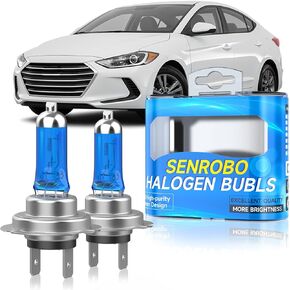 Halogen Headlight Bulbs Fit for Hyundai Elantra 2014 2015 2016(with Projector) 2017 2018, H7 High Beam Headlight Replacement Bulb, Super Bright 5000K White, Plug and Play, Pack of 2