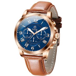 Leather Watches for Men Waterproof Men's Chronograph Watch Luminous Luxury Dress Men Watch Classic Stainless Steel Analog Quartz Casual Work Sport Men’s Wrist Watches with Big Face Large Number