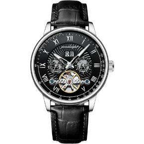 Automatique Mechanical Hollow Watch Luxury Waterproof Date&Week Leather Fashion Men's Watch Business Male Clock Leisure