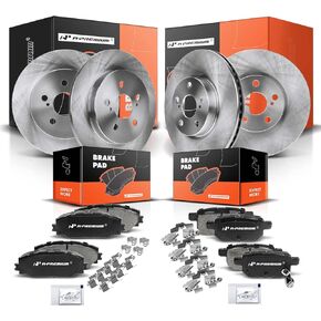 A-Premium Front Vented & Rear Solid Disc Brake Rotors + Ceramic Pads Kit Compatible with Select Pontiac and Toyota Models - Vibe 2009-2010, Corolla 2009-2019, Matrix 2009-2014, 12-PC Set