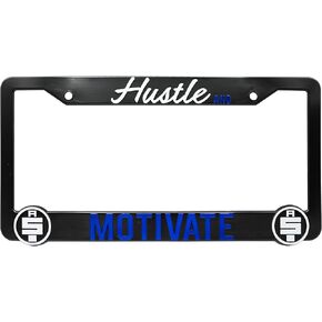 Hustle and Motivate Compatible 3D Raised License Plate Frame for Nipsey Hussle (Blue)
