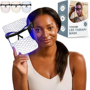 LifePro VizaCure LED Face Mask Light Therapy - Black Led Facial Mask for LED Light Face Therapy - An LED Light Mask for Face & Neck - Truly Portable Therapy Mask