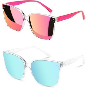 Sumato Sunglasses Womens, Oversized Pink Sunglasses for Women with Trendy Mirrored Lens UV400 Blocking
