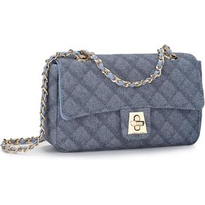 UBORSE Small Purses For Women Trendy Shoulder Bags Mini Quilted Crossbody Purse Denim Clutch Evening Bag with Chain Strap