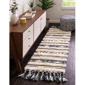 Unique Loom Mesa Collection Area Rug - Siphon (2' 2" x 8' 2" Runner, Navy Blue/ Ivory)