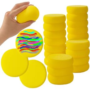 50 Pack Round Painting Sponge 2.9 inch, Yellow Watercolor Synthetic Sponge, Artist Sponge for Face Painting, Painting, Crafts, Pottery, Clay, Ceramics
