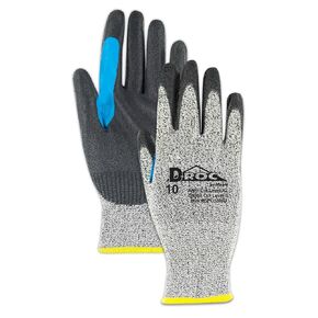 MAGID GPD530RT-11 D-ROC GPD530RT Polyurethane Palm Coated Work Glove with Reinforced Thumb Saddle, Cut Level A2, 11", Salt/Pepper (Pack of 12)