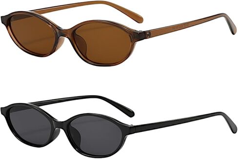 Retro Oval Sunglasses for Women Trendy Y2K Glasses Designer Narrow Shades Small Face 90s in Saudi Arabia