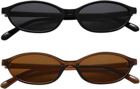 Retro Oval Sunglasses for Women Trendy Y2K Glasses Designer Narrow Shades Small Face 90s in Saudi Arabia